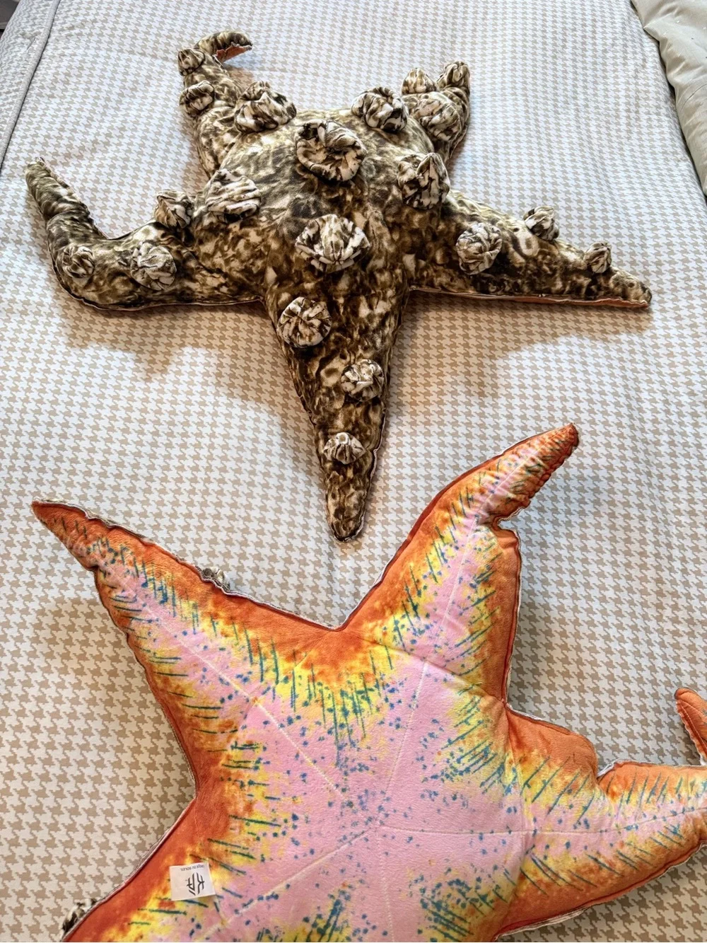 Cirque du Soliel Starfish Decorative Throw Pillow — Brown and Beige with Pink